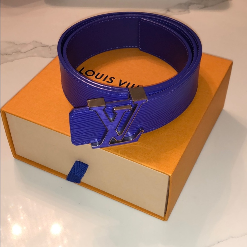 Louis Vuitton Epi Leather Belt in Vibrant Blue with LV Buckle